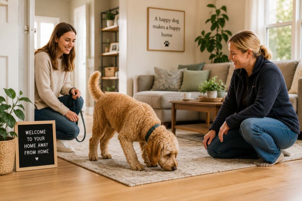 Dog Settle In With Pet Sitter New1